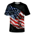thumbnail image 1 of Workout Shirts For Men Vintage Independence Day American Flag Patriotic Graphic 4Th Of July Fashion Tops Black L, 1 of 2