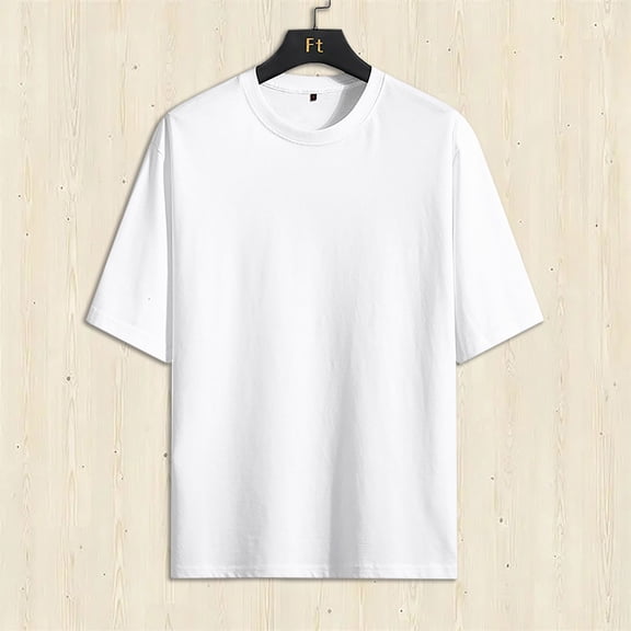 Workout Shirts For Men Lightweight Solid Color Slim Fit Crew Neck Short Sleeve Workout Shirts 2026 Spring Summer Fall Blouses Pullover Outfits White XXXXXL