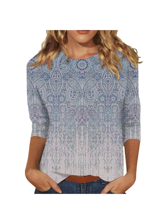 Workout Shirts Women Slacking 3/4 Sleeve Oversized Top for Women Spring Yoga Thin