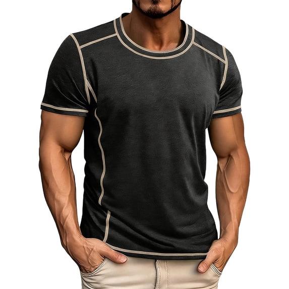 Workout Shirts for Men Athletic Running Gym Quick Dry Short Sleeve Performance Moisture Wicking T Shirt Black