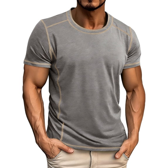 Workout Shirts for Men Athletic Running Gym Quick Dry Short Sleeve Performance Moisture Wicking T Shirt Gray
