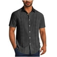 thumbnail image 1 of Workout Shirts for Men Big and Tall,Men Cuban Guayabera Shirts Linen Short Sleeve Button Down Cotton Mexican Beach Wedding Shir, 1 of 6