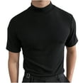 thumbnail image 1 of Workout Shirts for Men Cotton,Mens T Shirt Short Sleeve Basic Mock Turtleneck Slim Fit Undershirt Pullover Thermal Solid Tops, 1 of 9