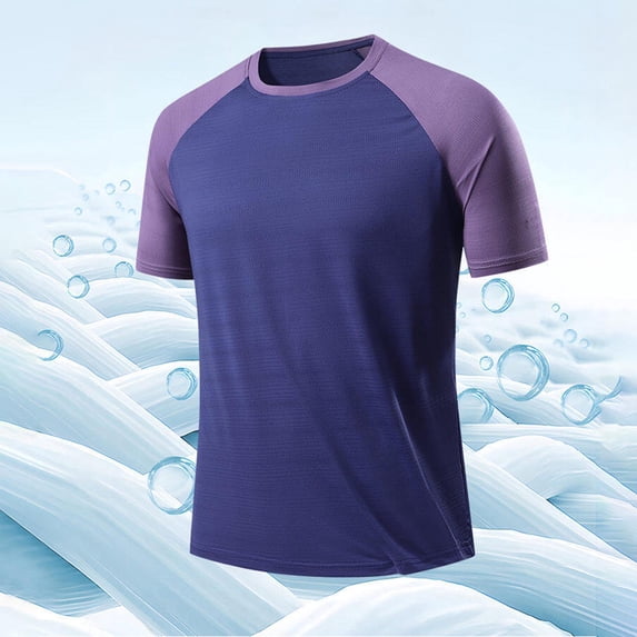 Workout Shirts for Men, Men's Training Shirts with Raglan Sleeve, Compression Fit Dry Fit Moisture Wicking Performance Shirts