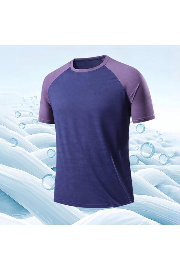 Workout Shirts for Men, Men's Training Shirts with Raglan Sleeve, Compression Fit Dry Fit Moisture Wicking Performance Shirts