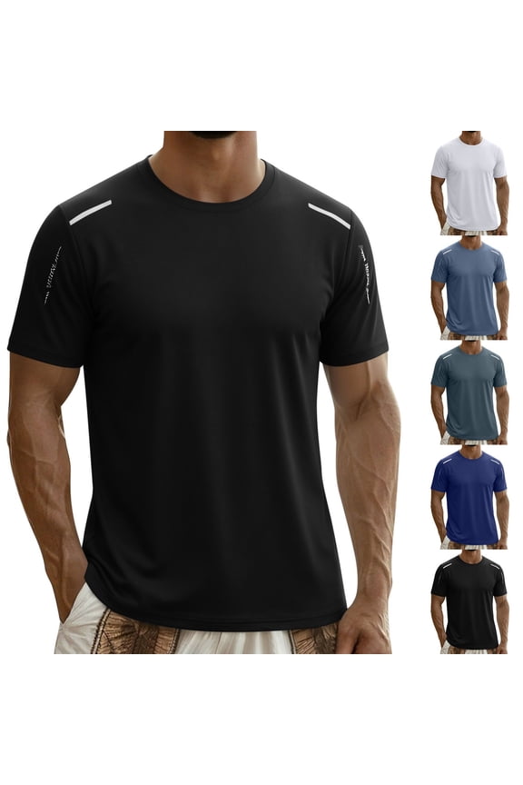 Workout Shirts for Men Mens T-Shirts Men's Cool Ice Silk T-Shirt Short Sleeved Summer Thin Style Drying Breathable Half Sleeved Loose Top Gray Xl