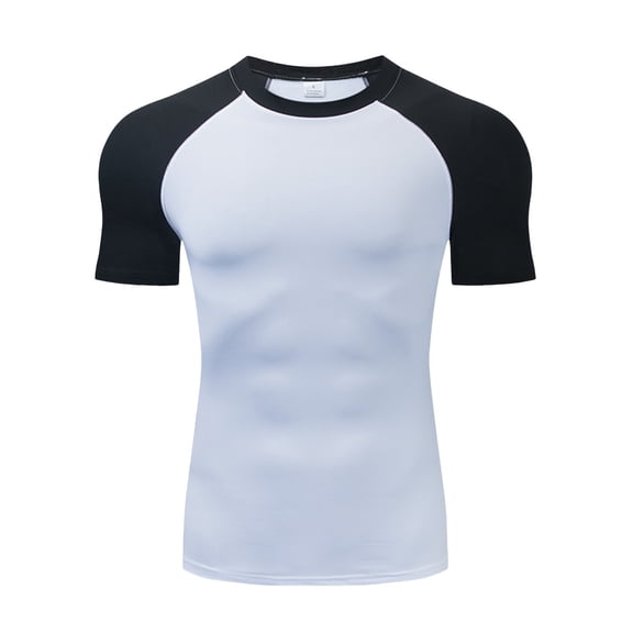 Workout Shirts for Men Moisture Wicking Quick Drying Short Sleeve T Shirt Tight Fitting Training Sports Running Sweat Absorbent T Shirts for Man