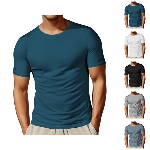 Workout Shirts for Men Summer Lightweight Breathable Short Sleeve Crewneck Gym Shirt Running Tshirts