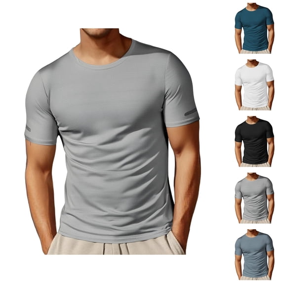 Workout Shirts for Men Summer Lightweight Breathable Short Sleeve Crewneck Gym Shirt Running Tshirts