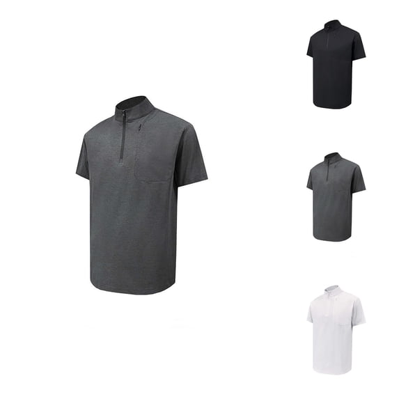 Workout Shirts for Men Summer Lightweight Breathable Short Sleeve Neck Quarter Zip Athletic Gym Shirts Mens Tees