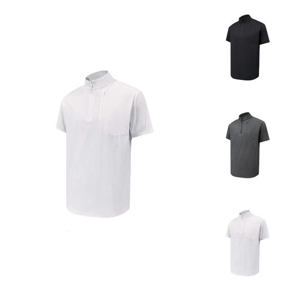 Workout Shirts for Men Summer Lightweight Breathable Short Sleeve Neck Quarter Zip Athletic Gym Shirts Mens Tees