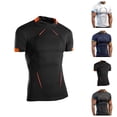 thumbnail image 1 of Workout Shirts for Men Summer Short Sleeve Neck Fitting Tight Quick Drying Muscle Tees Athletic Gym Tshirts, 1 of 6