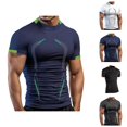 thumbnail image 1 of Workout Shirts for Men Summer Short Sleeve Neck Fitting Tight Quick Drying Muscle Tees Athletic Gym Tshirts, 1 of 6