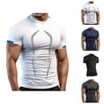 thumbnail image 1 of Workout Shirts for Men Summer Short Sleeve Neck Fitting Tight Quick Drying Muscle Tees Athletic Gym Tshirts, 1 of 7