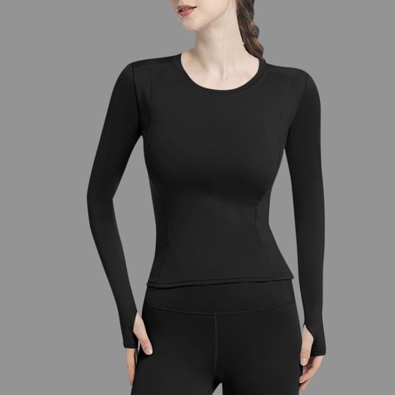 Workout Shirts for Women Long Sleeve Crewneck, Workout Tops for Women, Gym Athletic Tops, Seamless Yoga Shirts