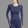 thumbnail image 1 of Workout Shirts for Women Long Sleeve Crewneck, Workout Tops for Women, Gym Athletic Tops, Seamless Yoga Shirts, 1 of 6