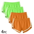 thumbnail image 1 of Workout Shorts 4 PCS for Women Summer Dolphin Shorts Sports Gym Shorts Mid Rise Elastic Waisted Casual Lougewear Comfy Lightweight Athletic Hot Shorts, 2 Green+2 Orange (XX-Large), 1 of 8