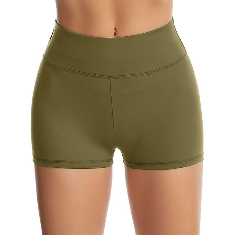 Workout Shorts Fashion Solid Slim Sport Booty Shorts Green XL