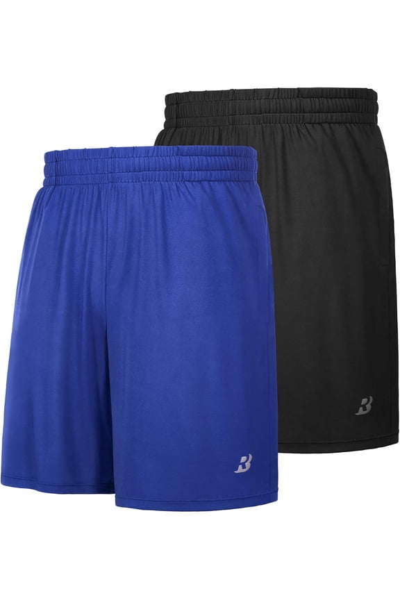 Workout Shorts Men Athletic Gym Running Basketball Shorts for Men 7 inch with Pocket for Fitness Sports 2pack