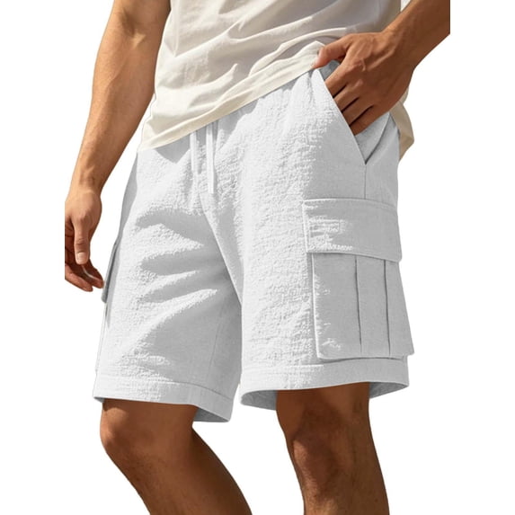 Workout Shorts Men Baeitkot Men's Solid Color Drawstring Multi-Pocket Cargo Shorts Casual Bottoms