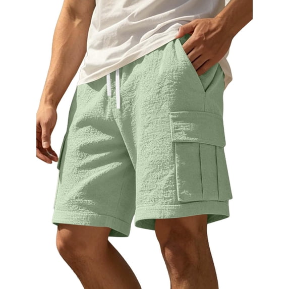 Workout Shorts Men Baeitkot Men's Solid Color Drawstring Multi-Pocket Cargo Shorts Casual Bottoms