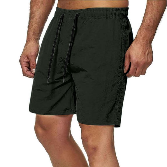 Workout Shorts Men Men's Knee Length Sports Casual Shorts Solid Color Summer Beach Drawstring Shorts Green XXL