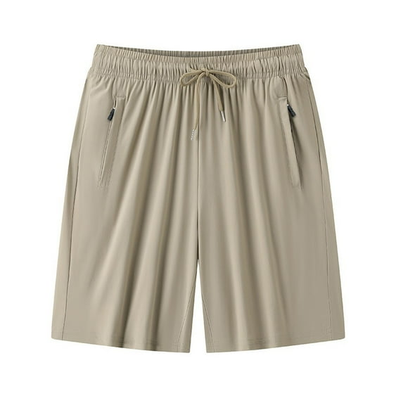 Workout Shorts for Men Men's Summer Thin Breathable Gym Workout Shorts Lightweight Athletic Jogger with Zipper Pockets Mens Workout Pants Khaki XXXXXL