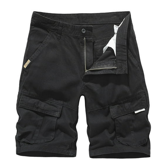 Workout Shorts Men Summer Thin Breathable Casual Cargo Shorts Outdoor Fashion Five Point Pants Mens Casual Pants Black 36