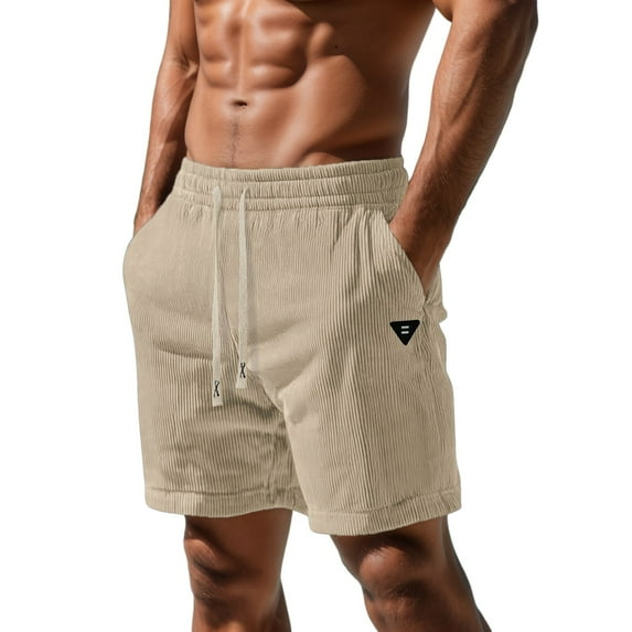 Workout Shorts Men – Tech Gym Fit with Pockets Men's Casual Corduroy Shorts Slim Fit Comfortable Summer Trousers With Leather Label For Daily Wear