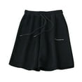 thumbnail image 1 of Workout Shorts Women Casual Solid Letter Print Wide Leg Oversized Pocket Bermuda Cargo Board Gym Black Bottoms Sizes M, 1 of 4