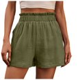 thumbnail image 1 of Workout Shorts Women Double Layered Pleats Hem Straight Leg Casual High Waist Sports Loose Fit Casual Fashion Bermuda Cargo Board Gym Ag Bottoms Sizes M, 1 of 7