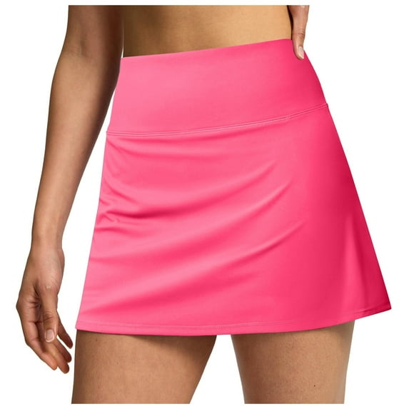 Workout Shorts Women Double Layered Pleats Tennis Skirts High Waisted Skirt With Pockets Skort Summer Casual Sports Skirts Cargo Gym Bike Pull On Jogger Pink Short Pants Sizes XL