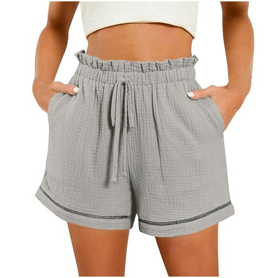 Workout Shorts Women Fashion Spring Summer Solid Color High Waist Pocket Loose Fit Wide Leg Bermuda Cargo Board Gym Grey Bottoms Sizes 2XL