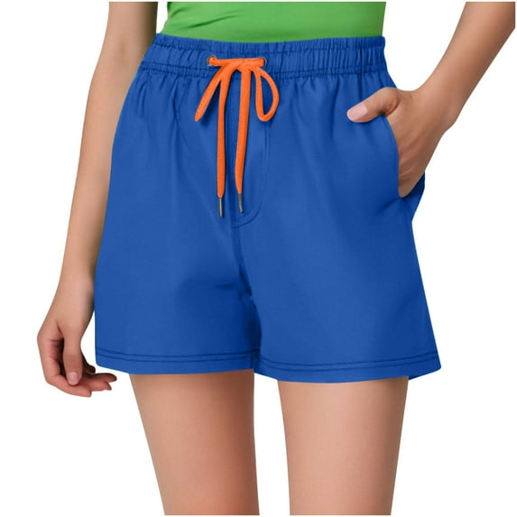 Gym Shorts Women Beach Shorts With Inner Mesh Shorts Summer Elastic Waist Casual Pockets Pants