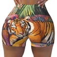 thumbnail image 1 of Workout Shorts Women, Sleeping Tiger On Couch Biker Shorts for Women Running Gym Spandex Shorts Tummy Control, 1 of 8