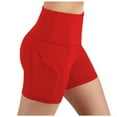 thumbnail image 1 of Workout Shorts Women Solid Pocket Stretch Under Fitness Womens Shorts for Workout Yoga Running Red S, 1 of 5