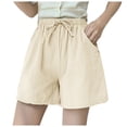 thumbnail image 1 of Workout Shorts Women Summer Outside Wear Broad Leg Large Size High Waist Loose Fit Sports Linen Casual Bermuda Cargo Board Gym Khaki Bottoms Sizes L, 1 of 4
