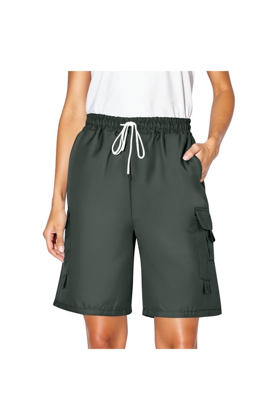 Workout Shorts Women Summer Saving Women's Spring/Summer Solid Color Casual Workwear Pocket Shorts L