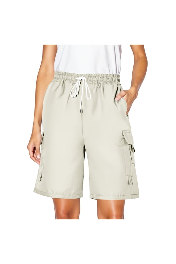 Workout Shorts Women Summer Saving Women's Spring/Summer Solid Color Casual Workwear Pocket Shorts M