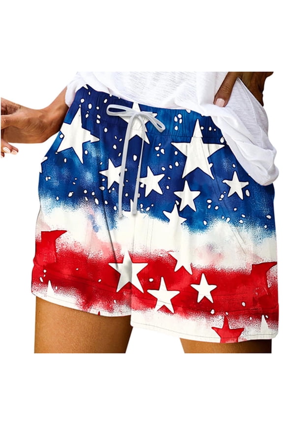 Workout Shorts Women Summer Saving Women's Summer Independence Day Printed Pocket Bandage Shorts Casual Pants 2XL