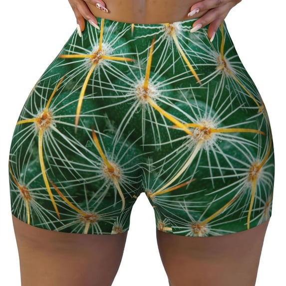 Workout Shorts Women, Thorns Of Macro Cactus Biker Shorts for Women Running Gym Spandex Shorts Tummy Control