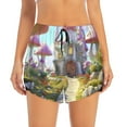 thumbnail image 1 of Workout Shorts for Women - Dreamy Pink Mushroom House 2 in 1 with Pocket Double Layer Shorts Elastic Athletic Gym Shorts, 1 of 7