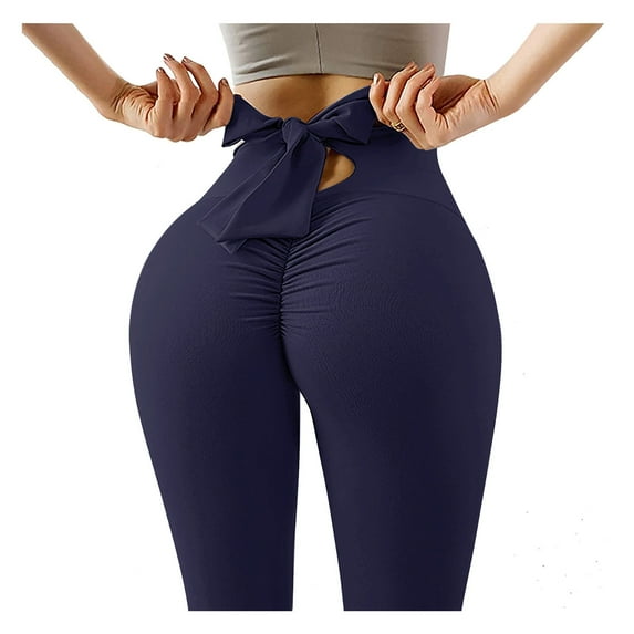 Workout Shorts for Women Fashion Running Leggings Pure Color Elastic Fitness Pant With Bowknot Yoga Pants
