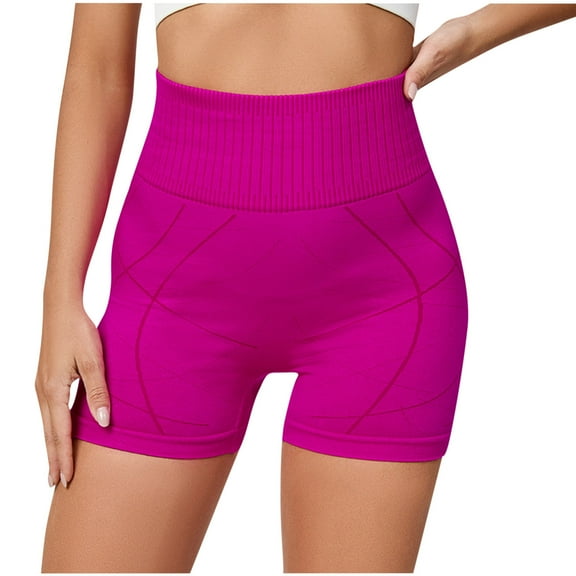 Workout Shorts for Women Seamless Scrunch Short Solid Stretch Womens Workout Active Shorts for Women Leggings Hot Pink,L