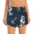 thumbnail image 1 of Workout Shorts for Women - Vintage Marine 2 in 1 with Pocket Double Layer Shorts Elastic Athletic Gym Shorts, 1 of 7