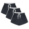 thumbnail image 1 of Workout Shorts for Women with Pockets Striped Drawstring Elastic Waist Shorts 3 Pack Athletic Running Shorts (S, Gray), 1 of 5