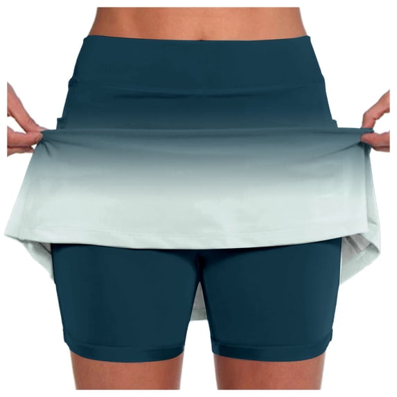 Workout Skirts for Women Gradient Color Elastic Waist Womens Skorts Beach Vacation Comfort Summer Shorts for Women 2025 Trendy,Navy,5XL