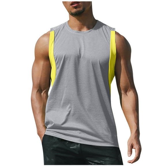 Workout Sleeveless Shirts for Men's Summer Quick Dry Muscle Swim Shirt Baggy Gym Fitness Running Beach Tank Tops