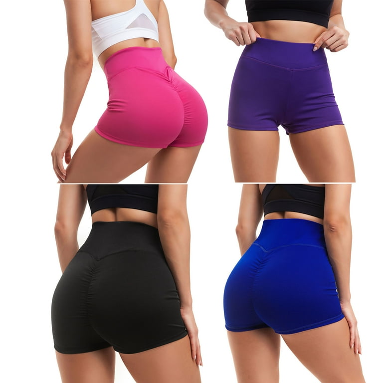 Workout Spandex Shorts for Women, High Waist Soft Yoga Bike Shorts, Purple,  M