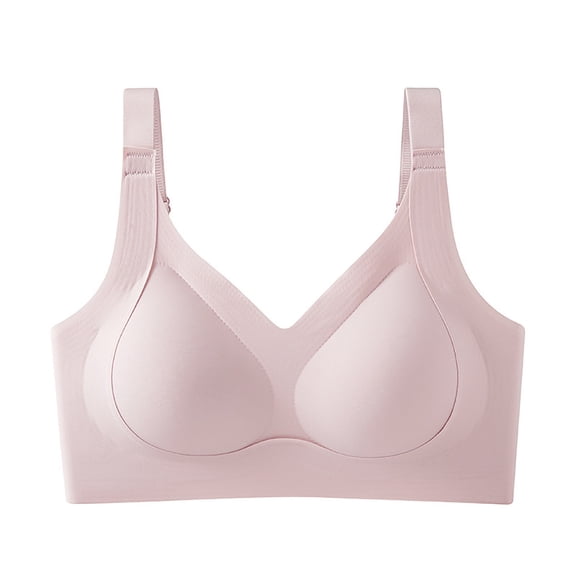 Workout Sports Bra Women Seamless Bra Feature V-Neck Strapless Bra Style W-1196 Pinks L